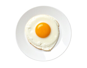 Fried eggs on plate, top view isolated on transparent background
