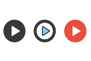 Play button icons set isolated on transparent background