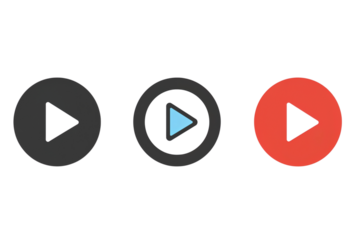 Play button icons set isolated on transparent background