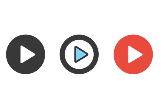 Play button icons set isolated on transparent background