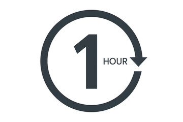 One hour timer icon isolated on transparent background