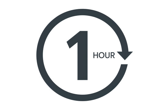 One hour timer icon isolated on transparent background