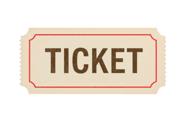 Vintage ticket stub isolated on transparent background