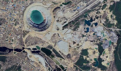 Mir Mine, Russia: High-Resolution Aerial View Highlighting Environmental Impact
