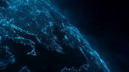 Digital Earth network data glowing blue