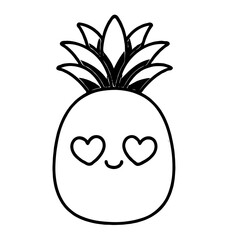 Kawaii Pineapple with Heart Eyes