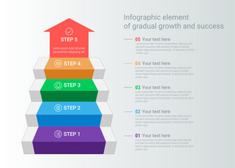 Infographic element of gradual growth and success. Gradual growth chart of data.