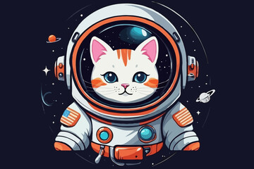 cute astronaut cat in space - cosmic pet adventure