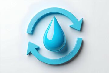 Water Recycling Concept Blue Drop with Circular Arrows