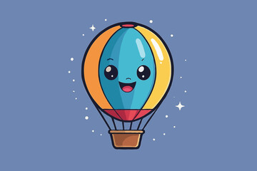 cute kawaii hot air balloon - happy sky adventure