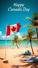 Happy Canada Day Beach Scene: A Tropical Celebration