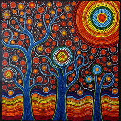 simple tree aboriginal dot art - indigenous landscape painting