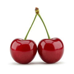 Two Glossy Cherries Isolated 