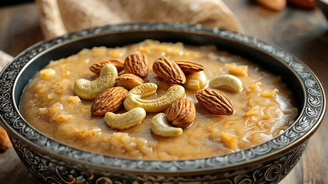 traditional indian wheat halwa with nuts video