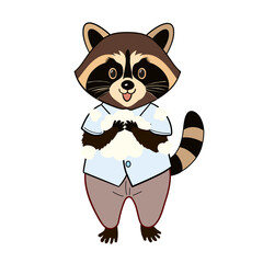 手を洗うアライグマ