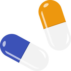 Two pills isolated on white background. Vector illustration.
