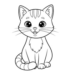 Cute Cartoon Cat Coloring Page