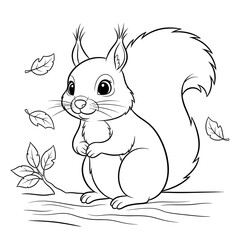 Cute Cartoon Squirell Coloring Page
