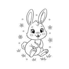 Cute Cartoon Rabbit Coloring Page