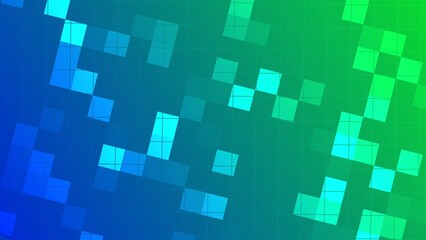 mosaic background, blue to green abstract digital illustrationwith modern geometric square tiles in technology style for web banners, presentations, or futuristic user interface design