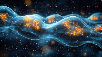 Artistic mitochondria smooth ER surrounded by cytoplasm waves illustration of cellular biology