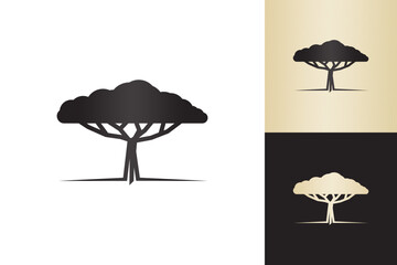 Acacia tree logo wild safari savannah africa flat icon