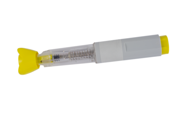 High resolution PNG image of a medical injection pen used for Ozempic treatment, isolated on a transparent background for design use.