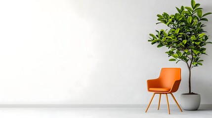 Sophisticated office with modern chair and potted plant