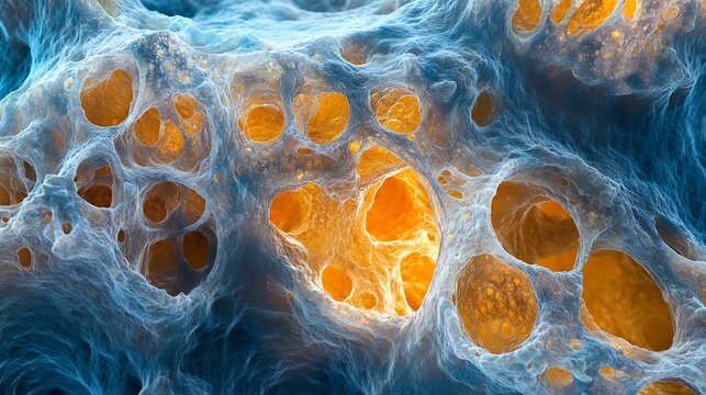 Crystalline cell wall structures plasmodesmata tunnels illustration of cellular biology