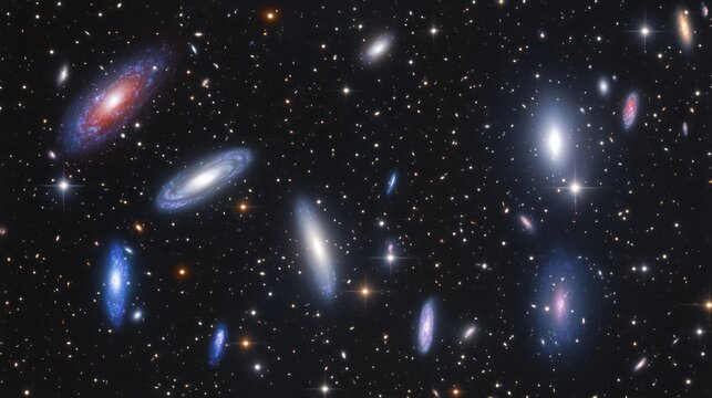 Many galaxies scattered across the vast expanse of space.