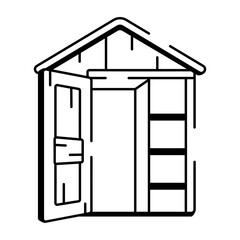 A doodle style icon of shed
