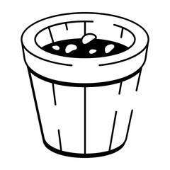 A hand drawn style icon of peat pot
