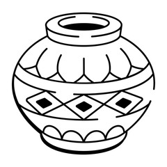 A hand dterracotta, ceramic, flowerpot, earthenware, gardening, farming, drawing, doodle, sketchy, glyph, icon, vector, 
rawn style icon of terracotta pot
