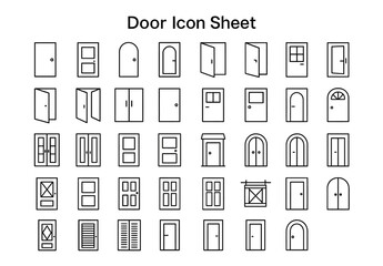 Door Icon Collection: A comprehensive set of meticulously designed door icons, perfect for illustrating various architectural styles and design concepts.