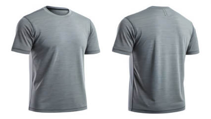 Photorealistic Grey Men's T-Shirt Mockup Front and Back Views