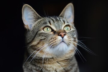Obraz premium Joyful Tabby Cat Celebrating Christmas 2017 in Studio Portrait with Festive Background