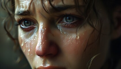 Emotional portrait of a young woman urban setting close-up intense mood nature elements exploring vulnerability