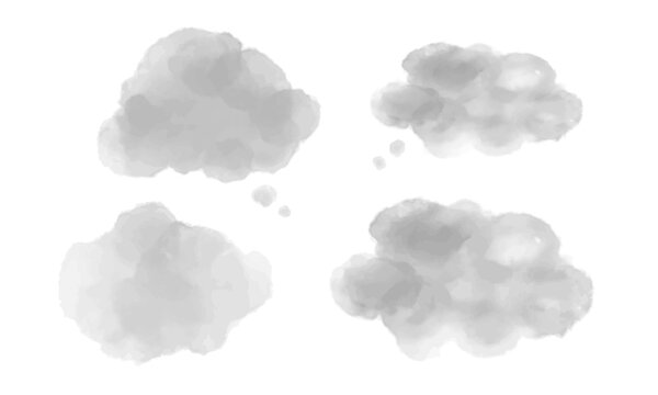 手書きのもやもや・不安の水彩風吹き出しフレームセット (ベクター・こんなお悩みありませんか)