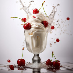Coppa di gelato con ciliegie 