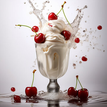 Coppa di gelato con ciliegie 