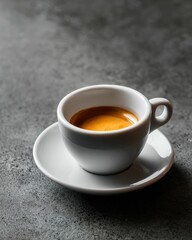 Espresso Coffee CloseUp of a Single Shot in a White Cup