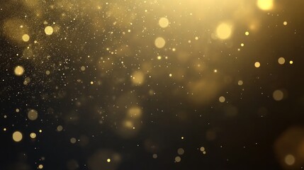 Golden particles floating in a dark background.