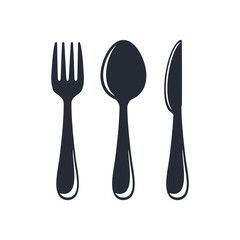 Modern Cutlery Silhouette Logo – Fork, Spoon, and Knife Vector Icon