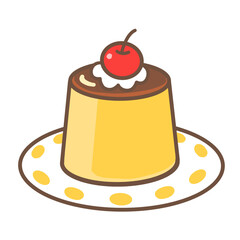 さくらんぼが乗っているプリン