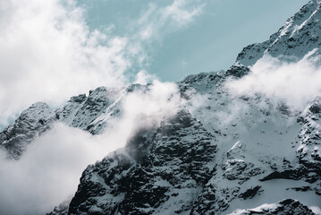 Mountain peaks near Morskie Oko Lake in Poland at Winter. Tatras range © Roxana