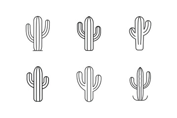 cactus icon line art vector illustration