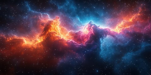 Fototapeta premium Vibrant cosmic nebula displaying brilliant colors in the vast universe at the edge of interstellar space