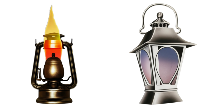 PNG Two Antique Lanterns Illuminate a Transparent Canvas