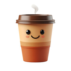 Joyful Brew: A charming cartoon cup of coffee exuding warmth, with a cheerful face. Perfect for evoking the feeling of a comforting, delightful morning ritual.