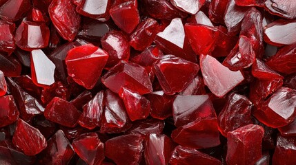 This image showcases a multitude of shimmering red crystals, beautifully arranged to highlight their intricate shapes and vibrant colors, perfect for showcasing natural beauty.